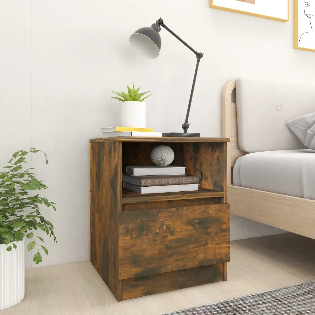 Comodini 2 pz-Set di 2 Tavolino da notte Rovere Fumo 40x40x50 cm in Legno Multistrato 836706