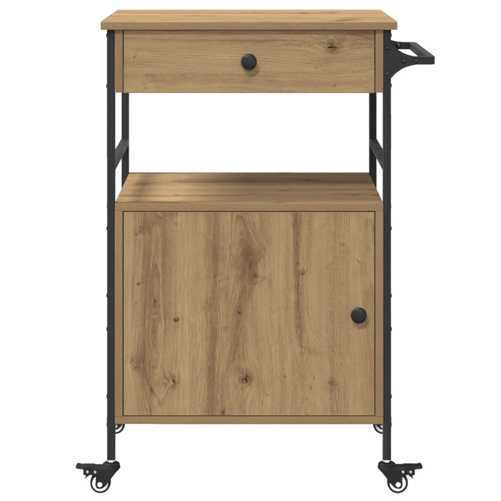 Carrello da Cucina Rovere Artigianale 56x43x89.5 cm Legno Ingegnerizzato