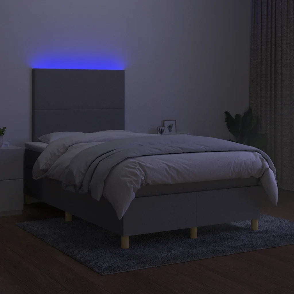 Letto a Molle Materasso e LED Grigio Chiaro 120x190 cm Tessuto 3270232
