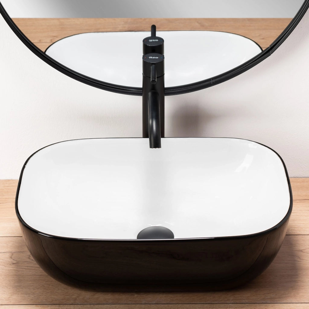 Lavabo Da Appoggio Rea Belinda White Black