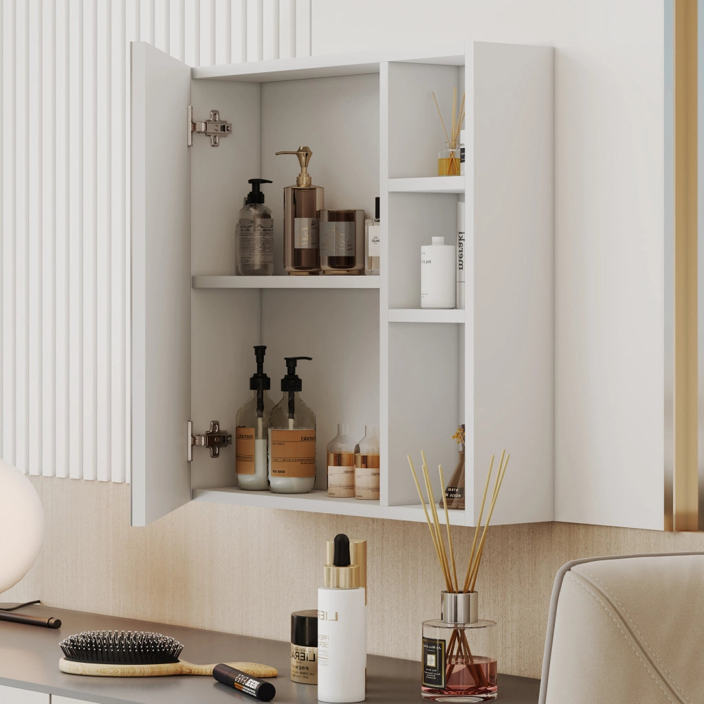 ARMADIO SPECCHIO DA PARETE 63,5x60x13 cm Bianco MDF e vetro di sicurezza