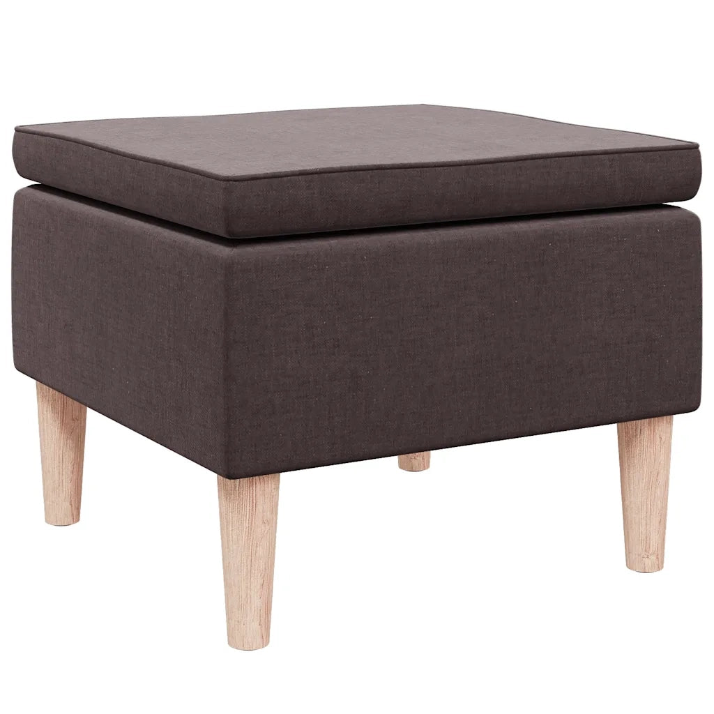 Poggiapiedi con Gambe in Legno Marrone Scuro in Tessuto 329451