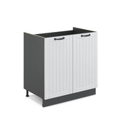 Mobile lavello cucina Fame-Line Bianco rustico/Antracite 80 cm senza piano di lavoro Vicco