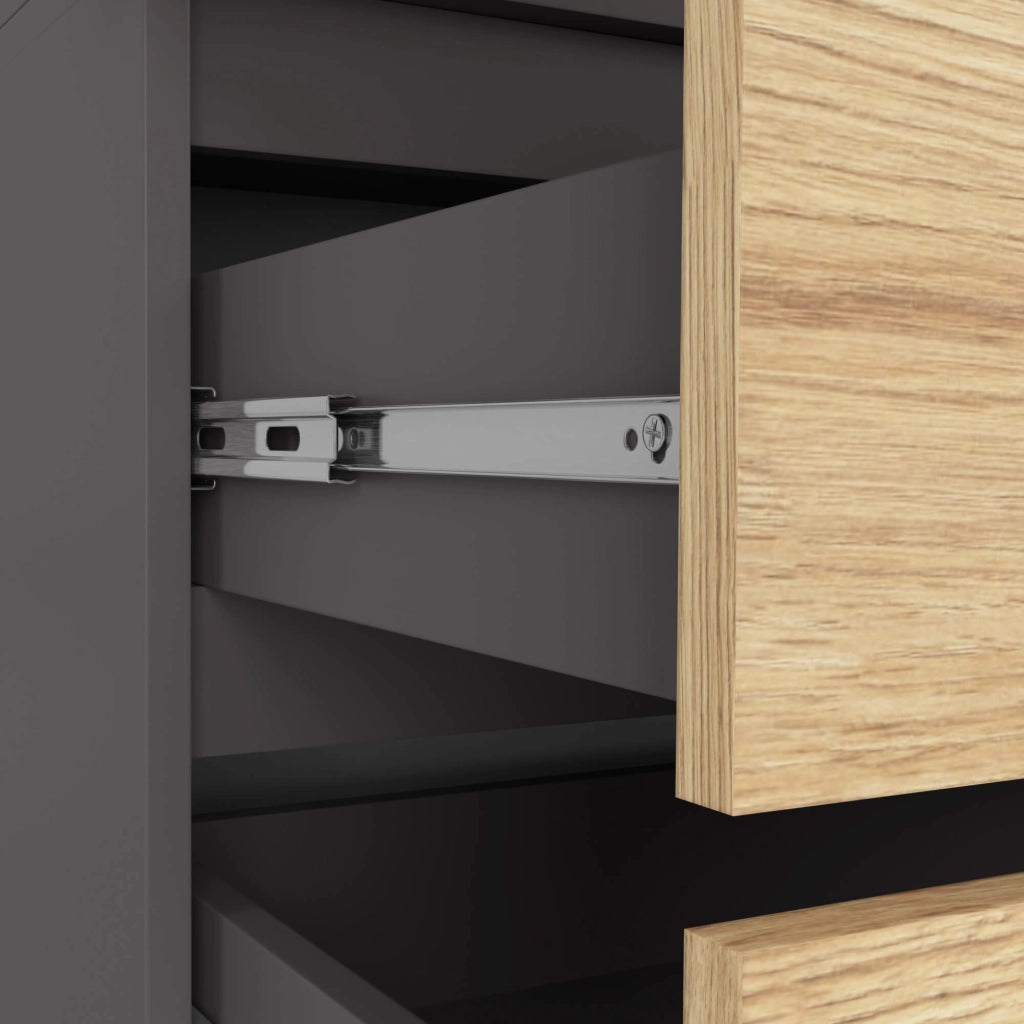 Armadio AKORD S90 Grigia Grafite 90 cm 2 ante 2 cassetti inserto frontale Quercia Artisan 90x51x180 cm