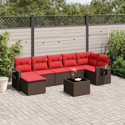 Set Divani da Giardino 8 pz con Cuscini Marrone in Polyrattan 3220493