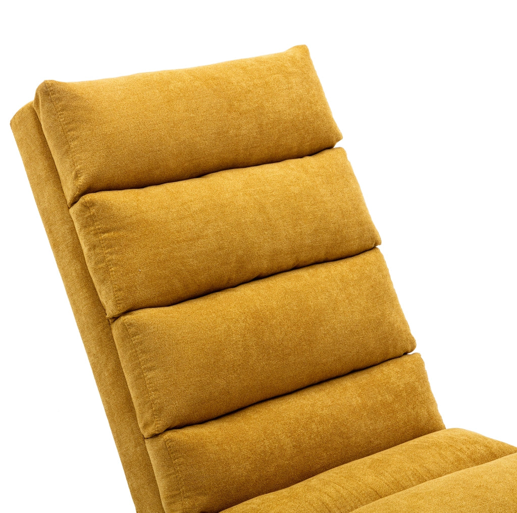 Chaise longue relax con vibrazione; schienale ergonomico 140°; 55x148x84 cm; lino giallo senape