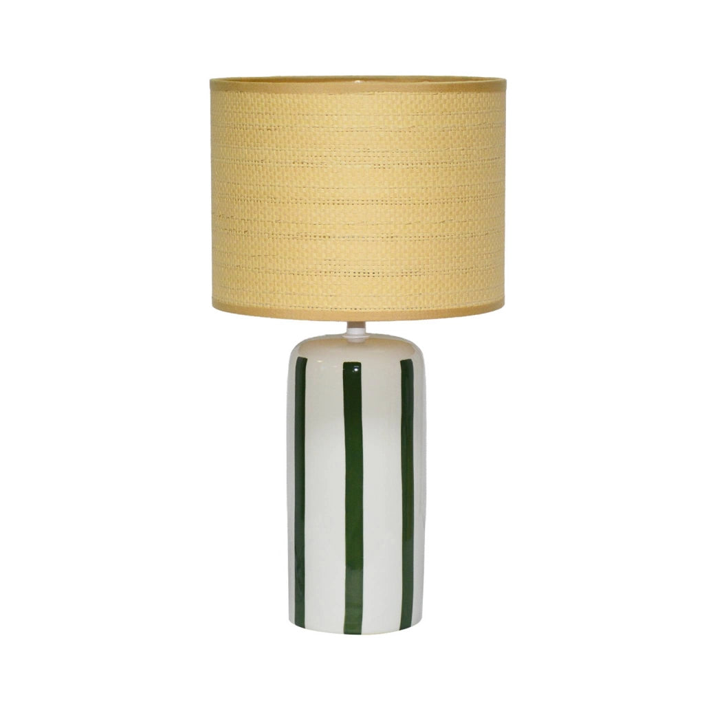 Lampada da tavolo in ceramica per interni con effetto rattan, 44cm,