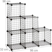 Sistema di scaffali 6 scomparti a griglia 30 x 30 cm nero 13_0002579