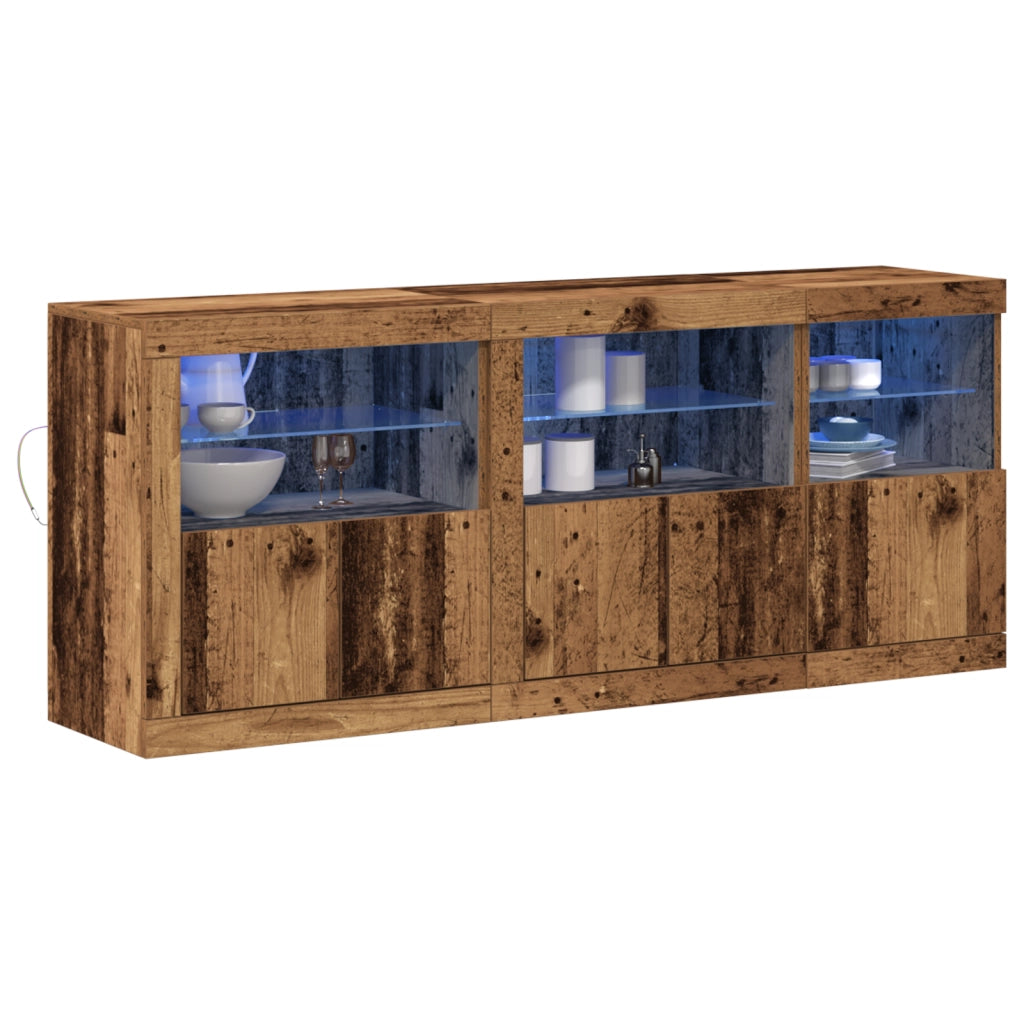 Credenza con luci LED Legno vecchio 162x37x67 cm Legno ingegnerizzato