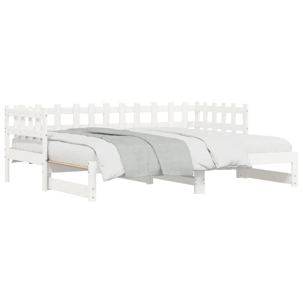 Dormeuse Estraibile Bianca 2x(90x190) cm Legno Massello di Pino 840392
