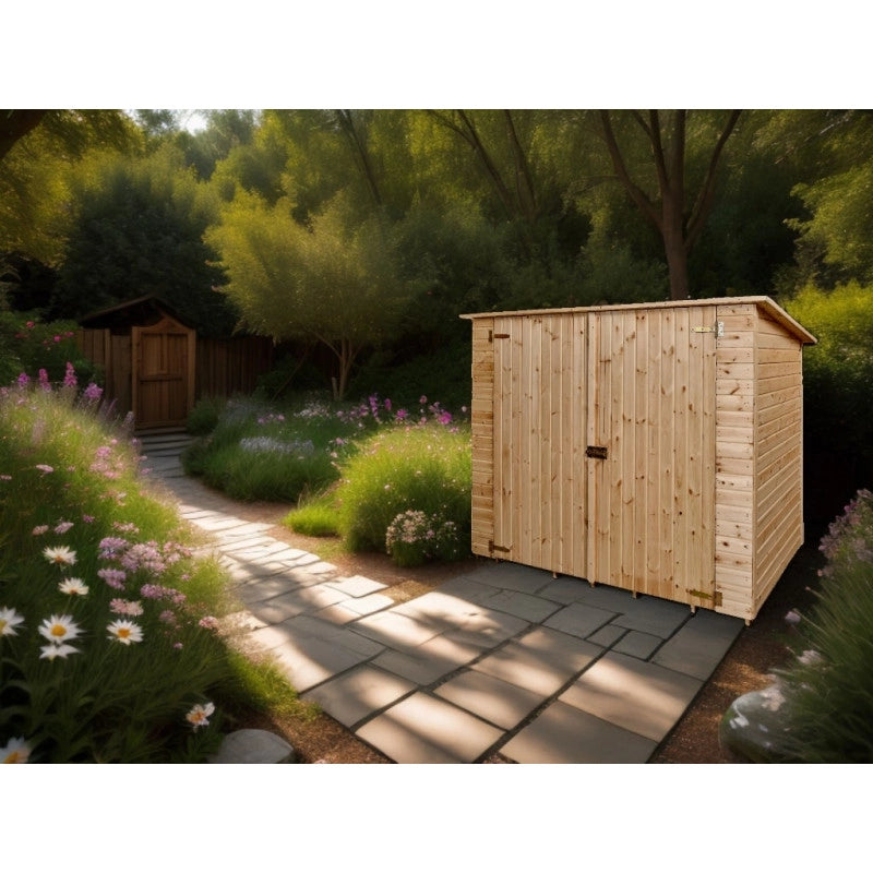 Casetta in legno da giardino con tetto inclinato – 200x120 cm – pannelli 16 mm, doppia porta e pavimento – ED2012.01 Foresta