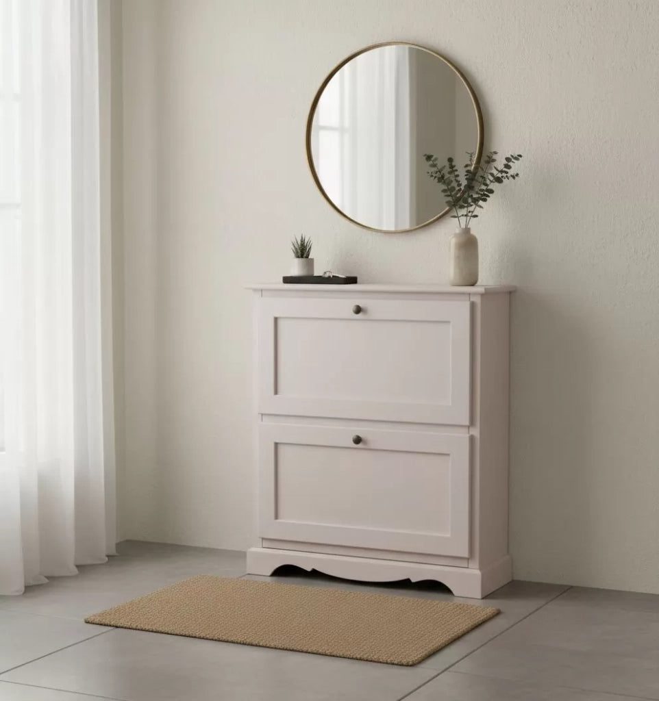 Scarpiera 2 ante ribalta arte povera legno bianco 79x30x90 (1279) - Mobili 2G