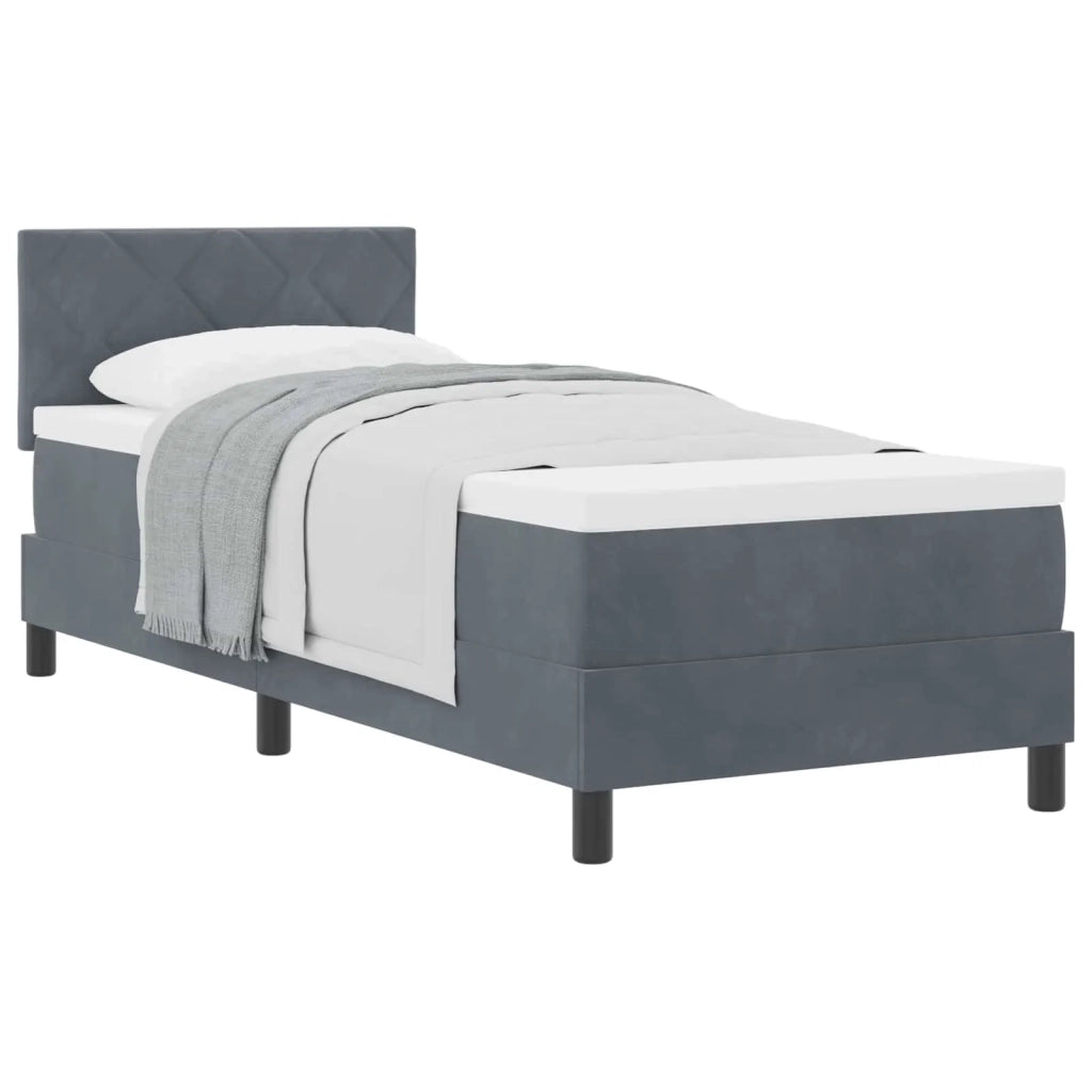 Letto a molle con materasso Grigio scuro 80 x 200 cm Velluto 3339201