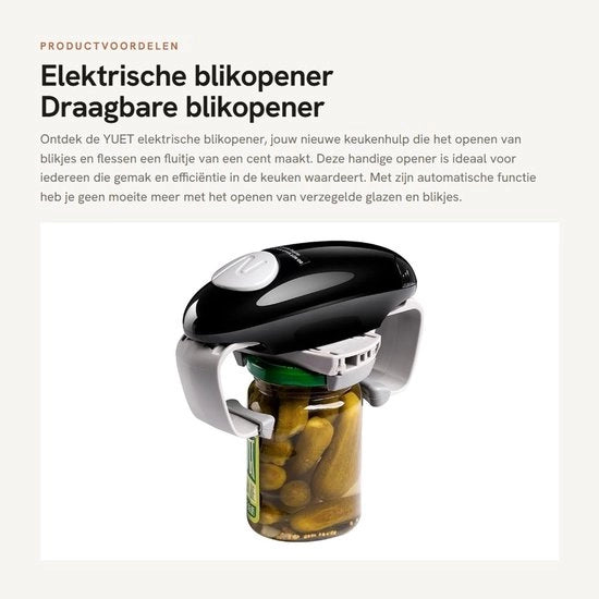 Apri bottiglie elettrico - Portatile - Apertura automatica - Nero - Mani libere - Per nuove bottiglie sigillate - Assistente in cucina