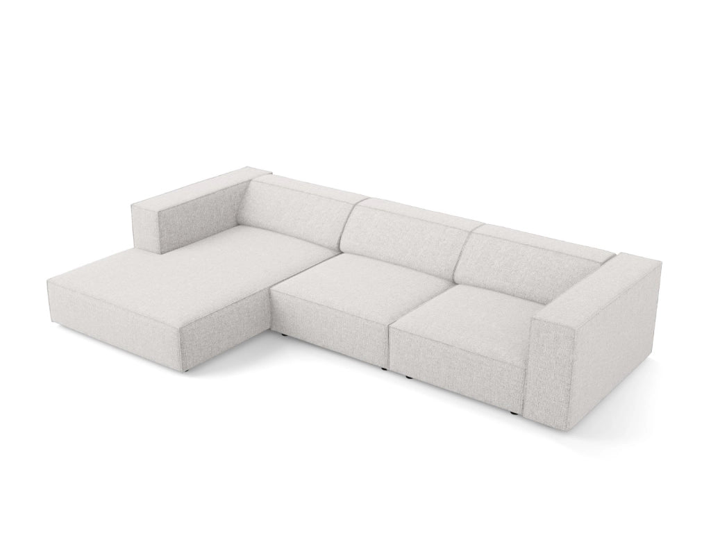 Cosmopolitan Design - Divano angolare sinistro "Arendal" 4 posti in ciniglia grigio chiaro 
