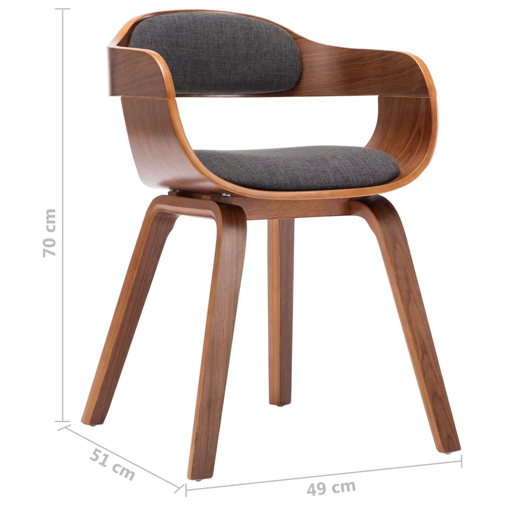 Sedie da Pranzo 6 pz Grigio Scuro in Tessuto e Legno Curvato 279478