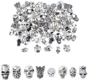 Schedel in Antico Argento con Spacer per Orecchini - 80 Stuks - Spaziatura 1,2-5 mm - Stile Tibetano - 8 Stili