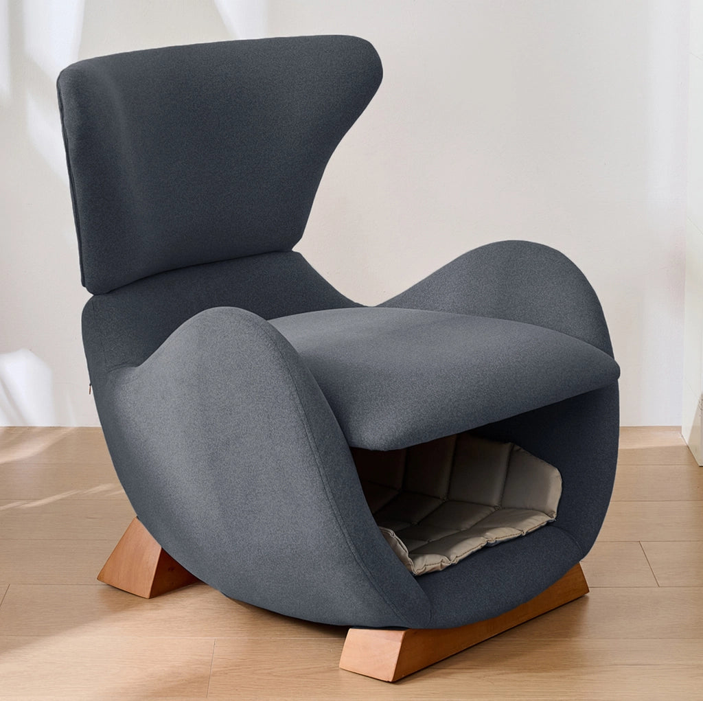 Poltrona lounge design in stile squalo balena con cuccia integrata; 66x69x76 cm; grigio