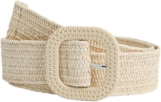 Cintura a maglia per donne, Cinturone ampio con disegno a sbieco, Aspetto naturale per abiti da sera - 90 cm di lunghezza e 4 cm di larghezza
