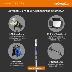 C-Stand per fotografia, Stativo per luci fotografiche flash da studio, 750x750x1400 mm, mac 11 kg , con piede regolabile e spigot 5/8" Spigot, Treppiedi fotografico