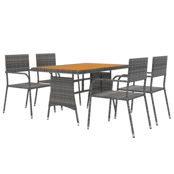 Set da Pranzo per Esterni 5 pz in Polyrattan Grigio cod mxl 43659