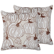 Set di 2 cuscini decorativi in velluto con fantasia zucca, 45 x 45 cm, quadrati, moderni e minimalisti, accessori per la decorazione autunnale