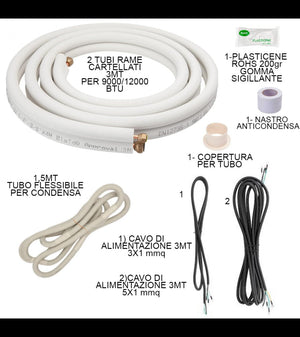 Climatizzatore  Hisense 12000 Btu + Staffa + Kit Tubi Rame 3MT CA35YR03G/CA35YR03W Inverter R32 A++/A+ Wifi Integrato