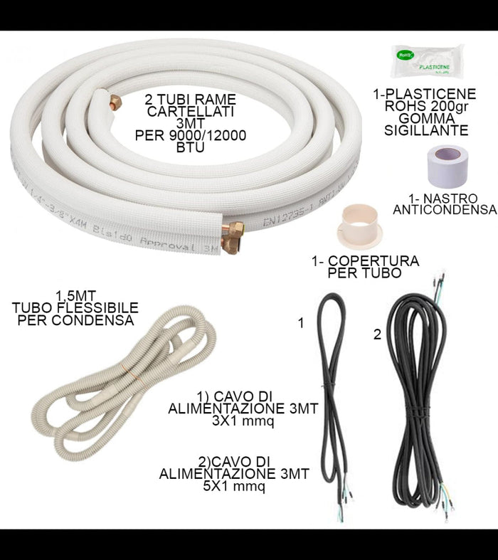 Climatizzatore  Hisense 12000 Btu + Staffa + Kit Tubi Rame 3MT CA35YR03G/CA35YR03W Inverter R32 A++/A+ Wifi Integrato