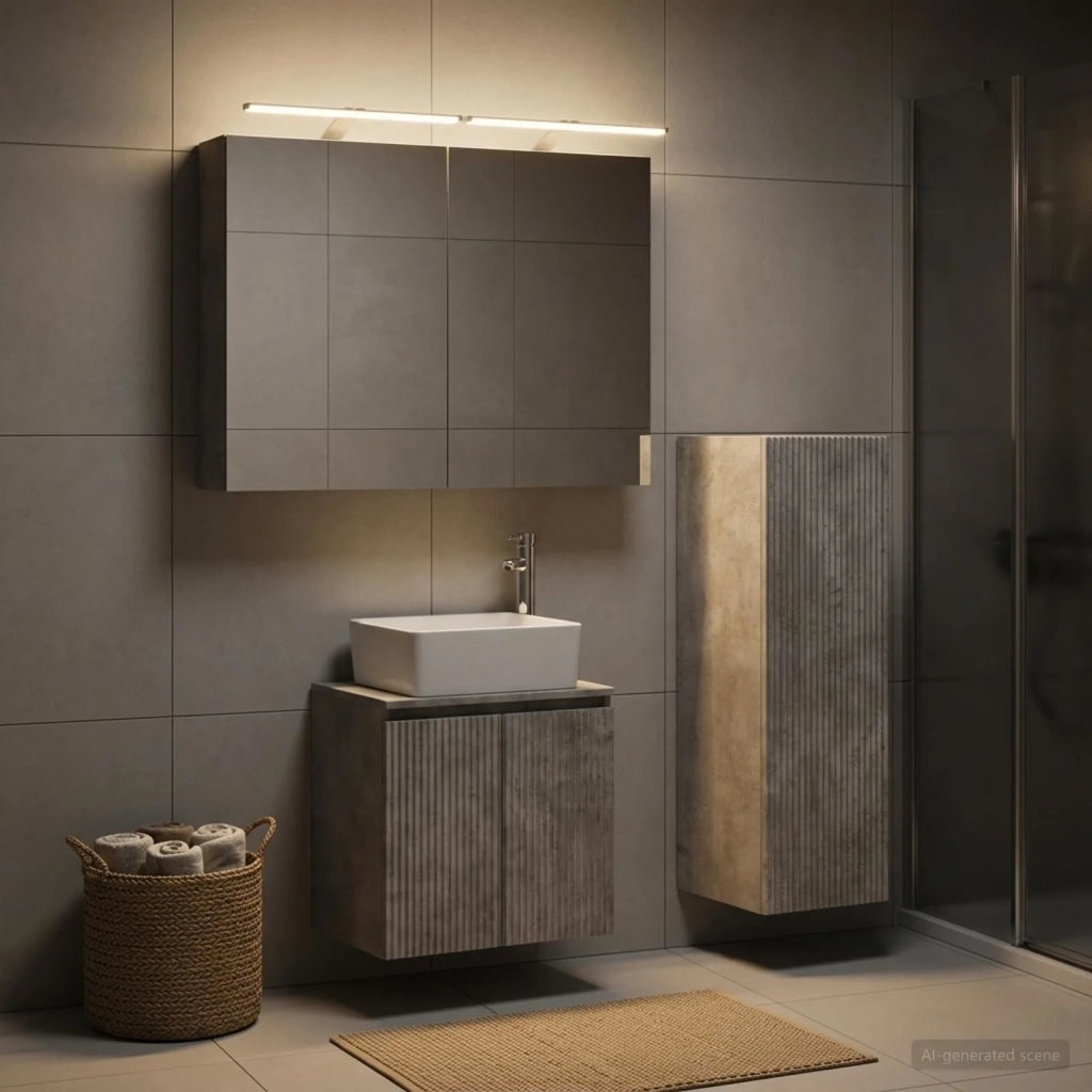 Set di mobili per il bagno 4 pz Grigio Cemento 3407434