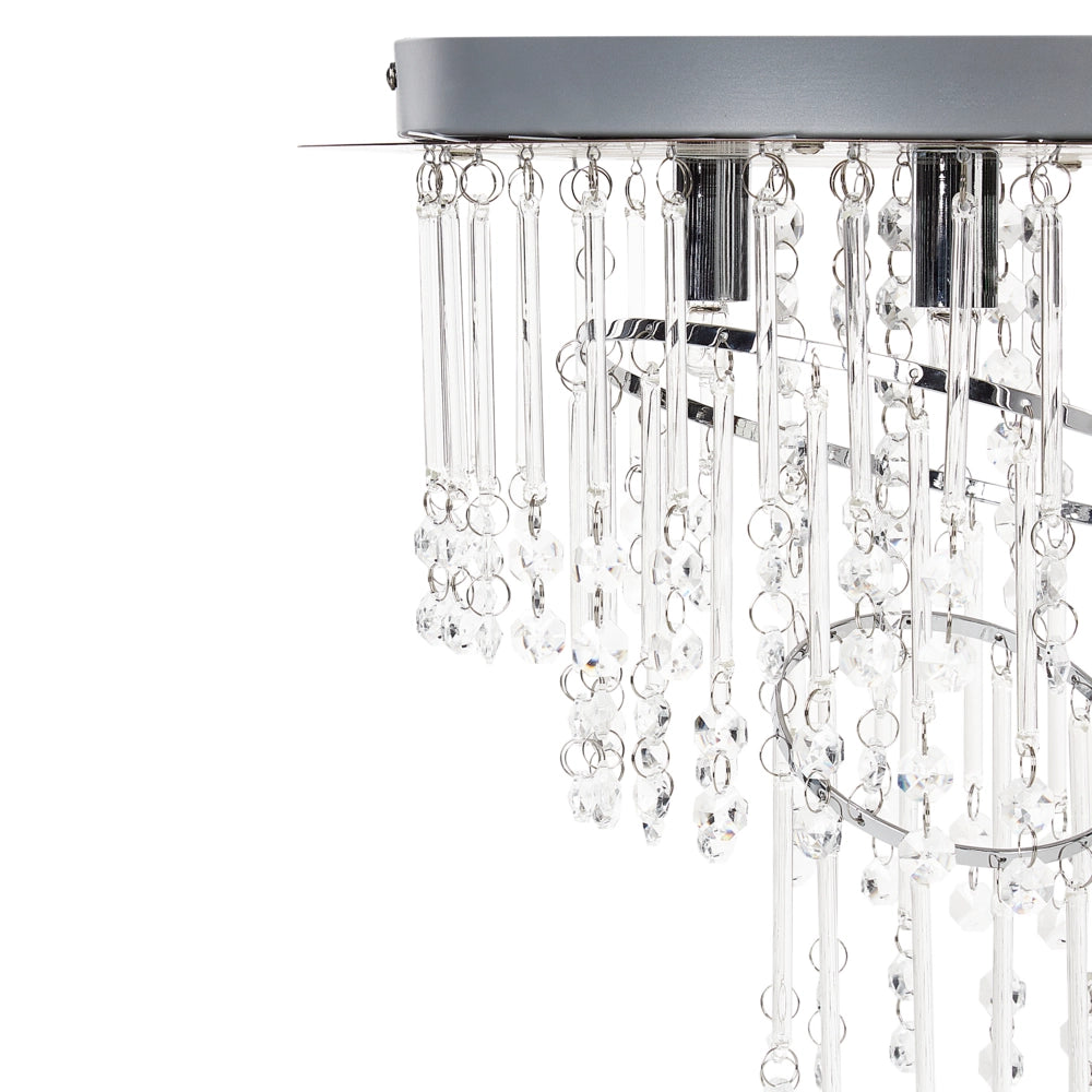 Lampadario in metallo argentato ⌀ 35 cm Cristalli di vetro Finitura cromata Illuminazione Glam