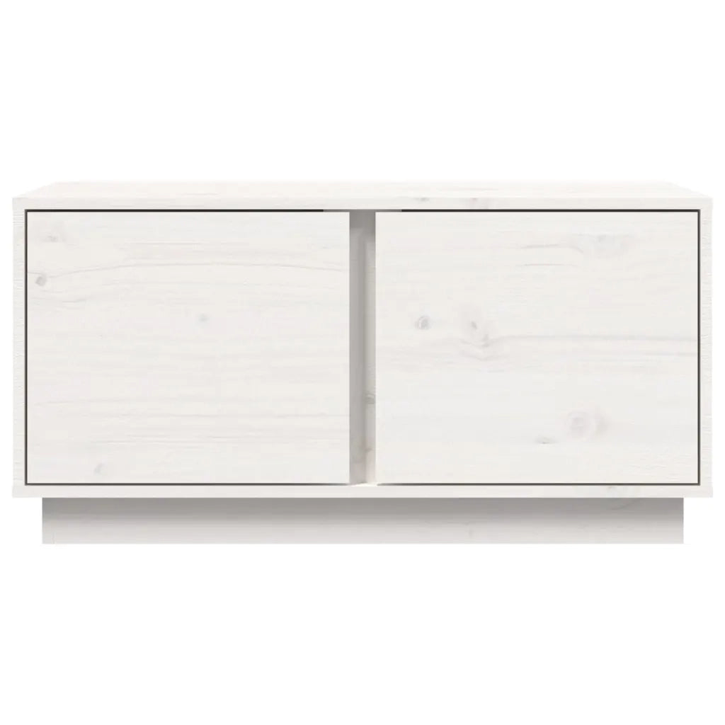 Tavolino da Salotto Bianco 80x50x40 cm Legno Massello di Pino 814420