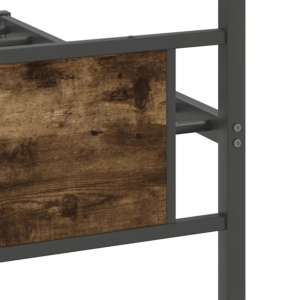 Letto singolo | Letto per adulti | Giroletto senza Materasso Rovere Fumo 107x203 cm in Truciolato