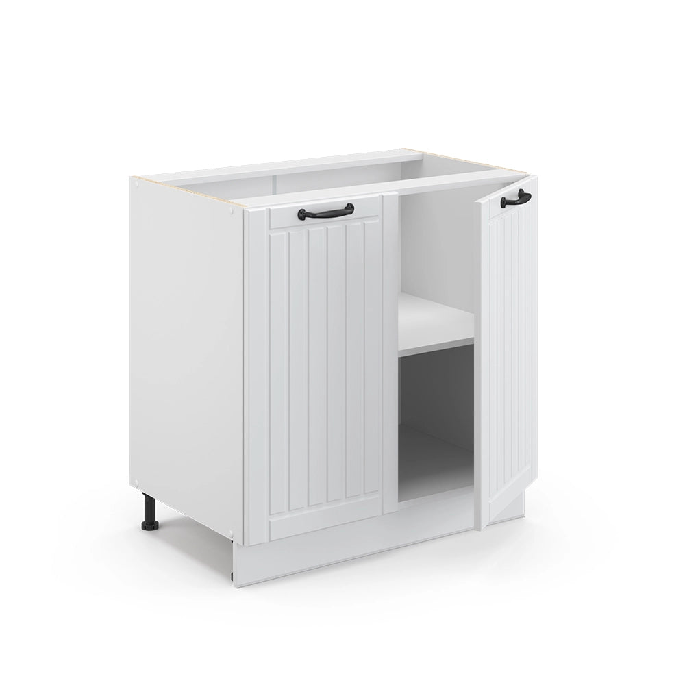 Mobile lavello cucina Fame-Line Bianco rustico/Bianco 80 cm con ripiano, senza piano di lavoro Vicco