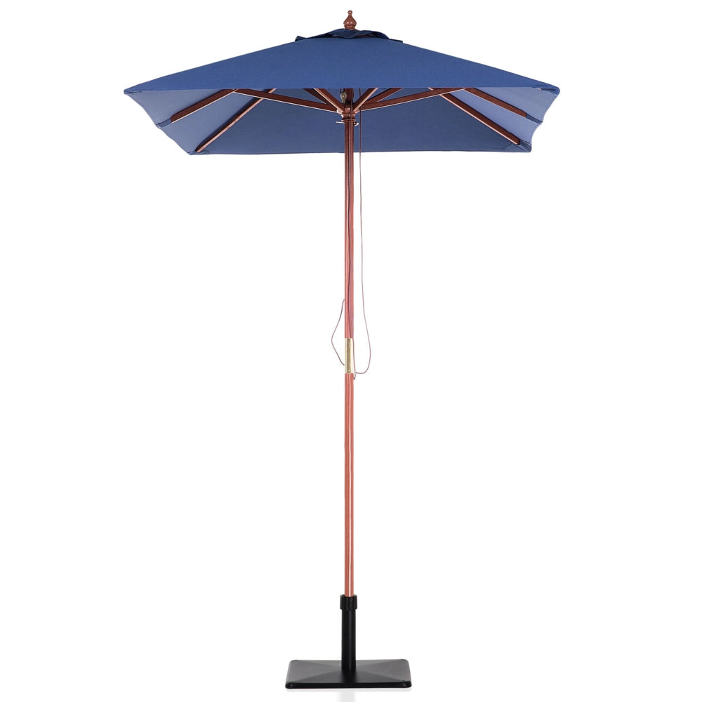 Ombrellone da giardino in tessuto blu legno di betulla 244 cm resistente agli agenti atmosferici