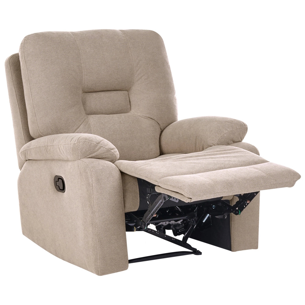 Poltrona Reclinabile Tortora Beige Schienale Poggiapiedi Regolabili Manualmente