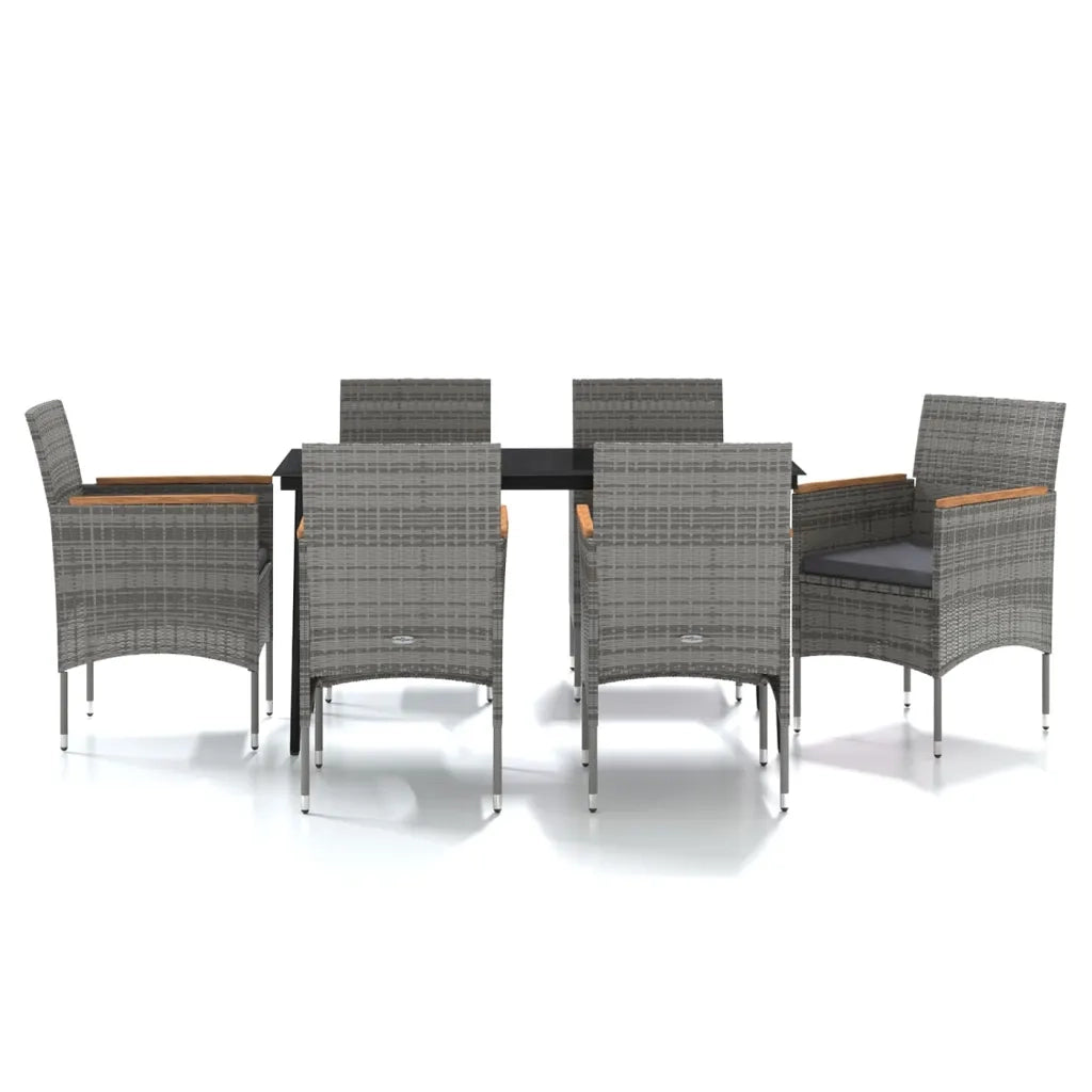 Set da Pranzo da Giardino 7 pz con Cuscini Grigio e Nero cod mxl 39127