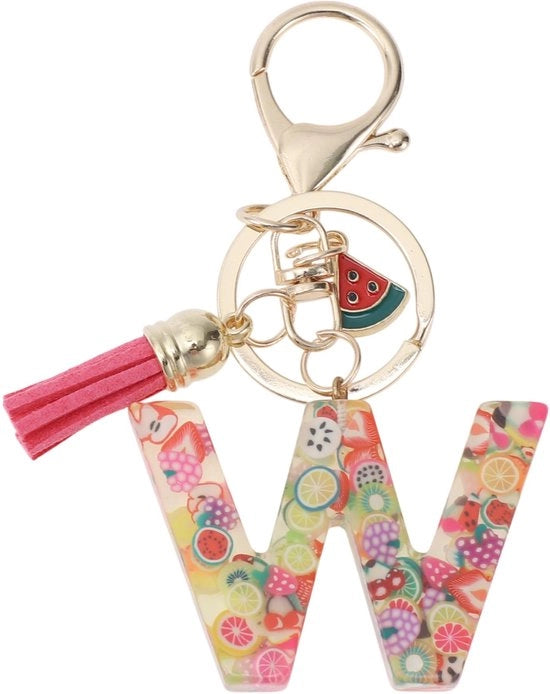 Sostegno per chiavi con lettera W - Materiale durevole - Lunghezza 9,3 cm - Pennello decorativo - Etichette per le chiavi - Accessorio decorativo - Sostegno per chiavi con iniziale