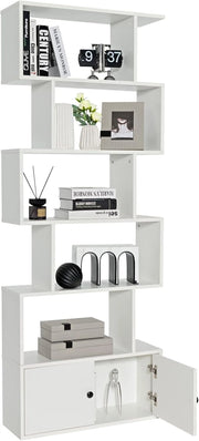 Libreria in Legno, Scaffale Multifunzionale con 5 Ripiani, per Ufficio ,Casa, Ripiano a Forma di S, 70 x 23 x 183 cm (Bianco)