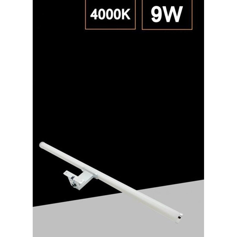 Trade Shop - Lampada Led Da Specchio Bagno Tondo Doppia Istallazione 9w Luce 4000k Ip44 Argento 600pc-an -