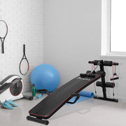 EasyComfort Panca Multifunzione con Vogatore a Molla e Schienale Regolabile e 2 Corde Elastiche, 55.5x137.5 cm Nero