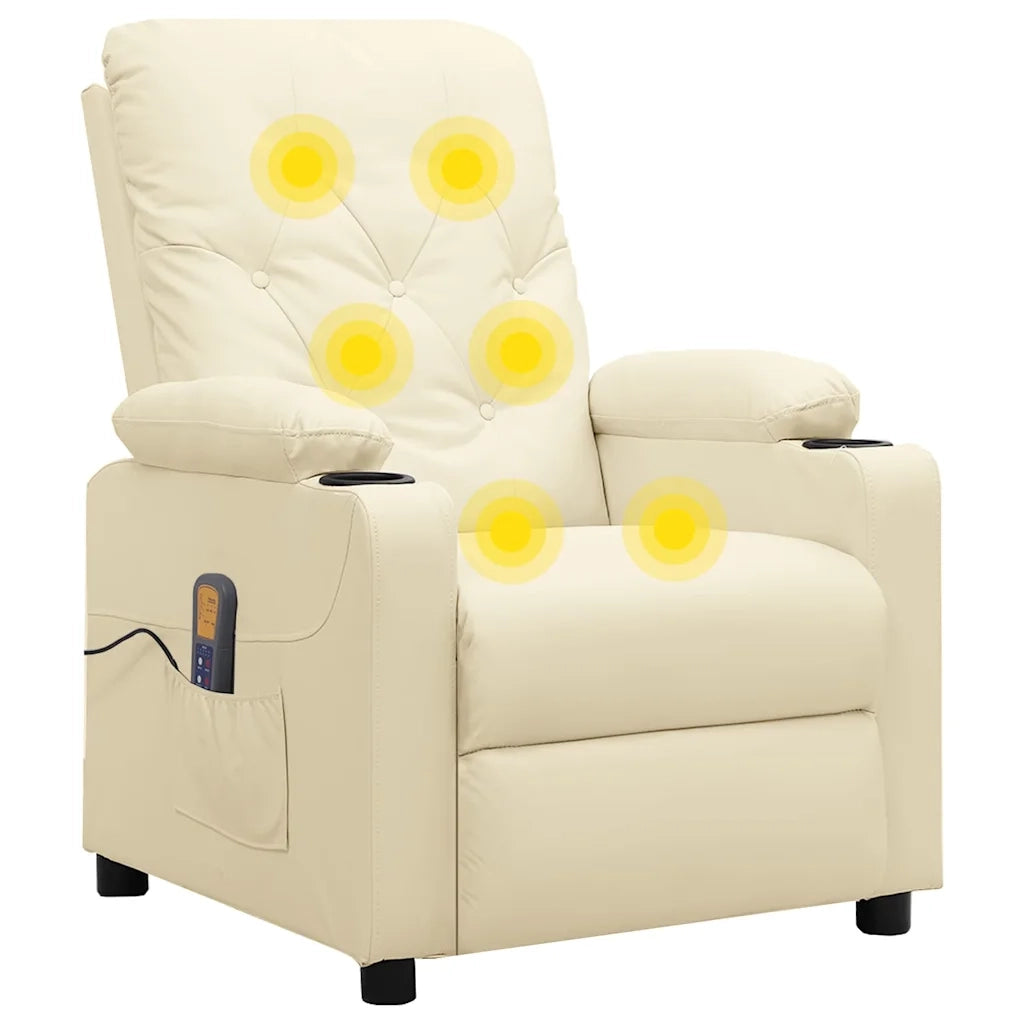 Divano Sedia-Poltrona Massaggiante Crema in Similpelle 723449