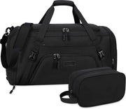Borsa con sezione per scarpe e zona umida, 55 litri, borsa sportiva per uomini e donne, borsa per la palestra, borsa per weekend, nera