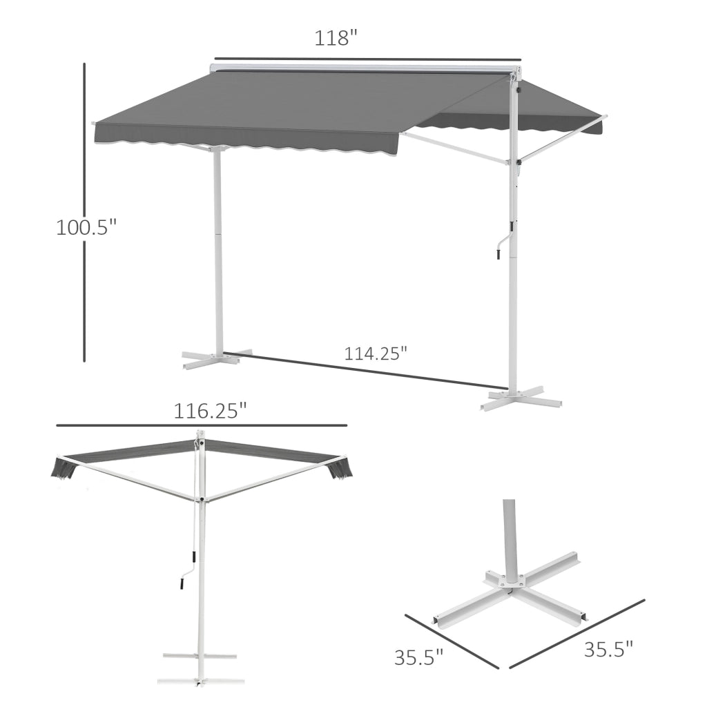 Tenda da sole con manovella per giardino e terrazza ¨C Xylo ¨C grigio 3x3m