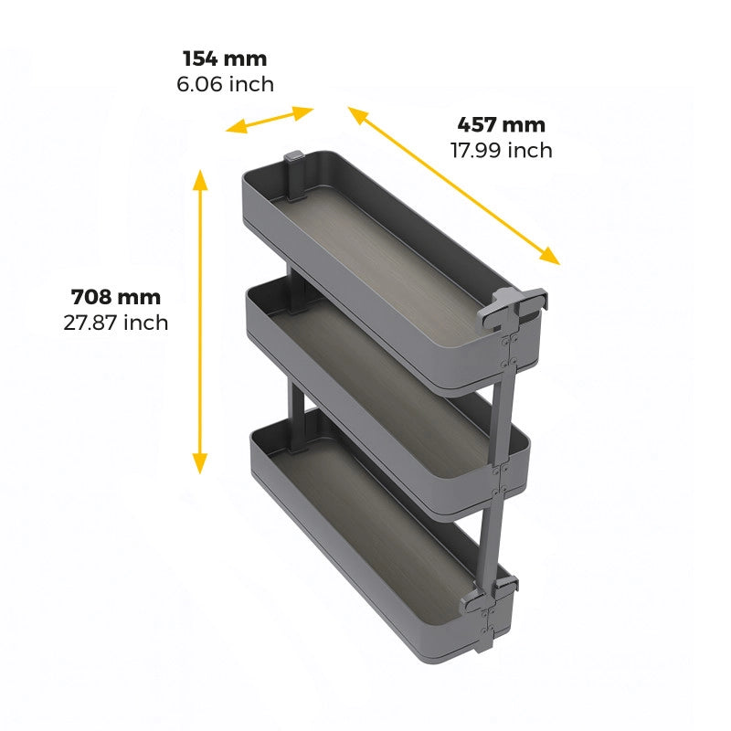 Carrello estraibile con cestelli e carrello del pane Titane con fissaggio inferiore con chiusura soft, modulo 300mm