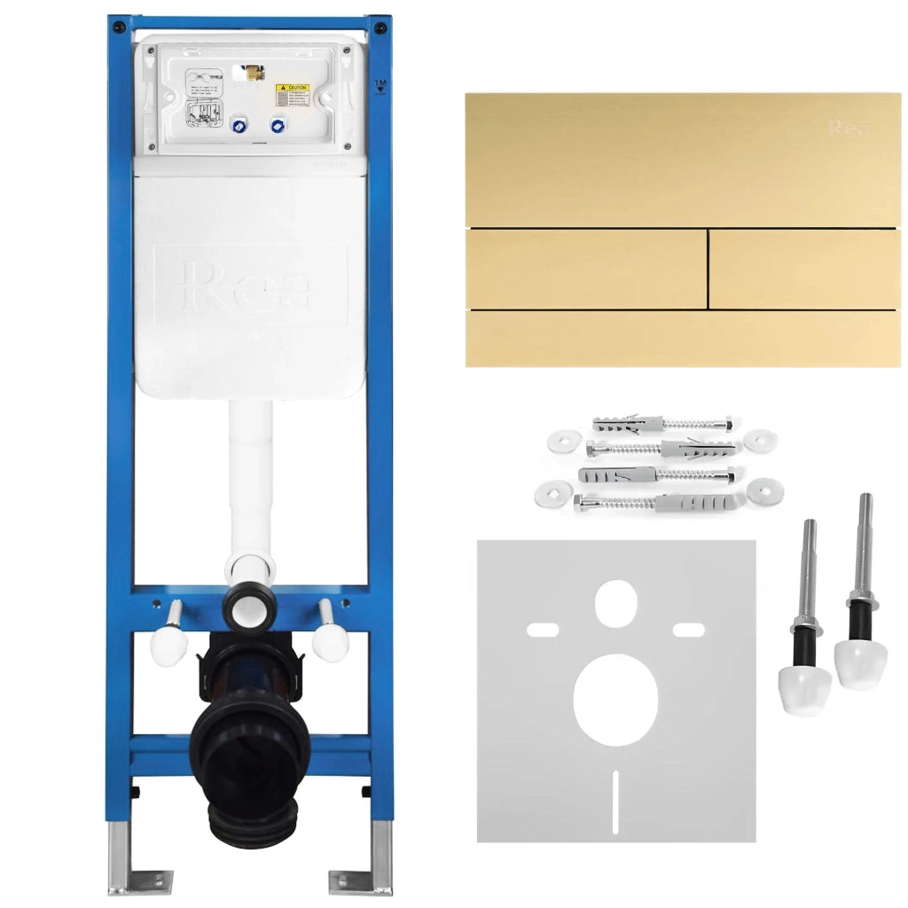 Set Telaio Da Incasso Per Wc Slim 024n Con Pulsante T Brush Gold