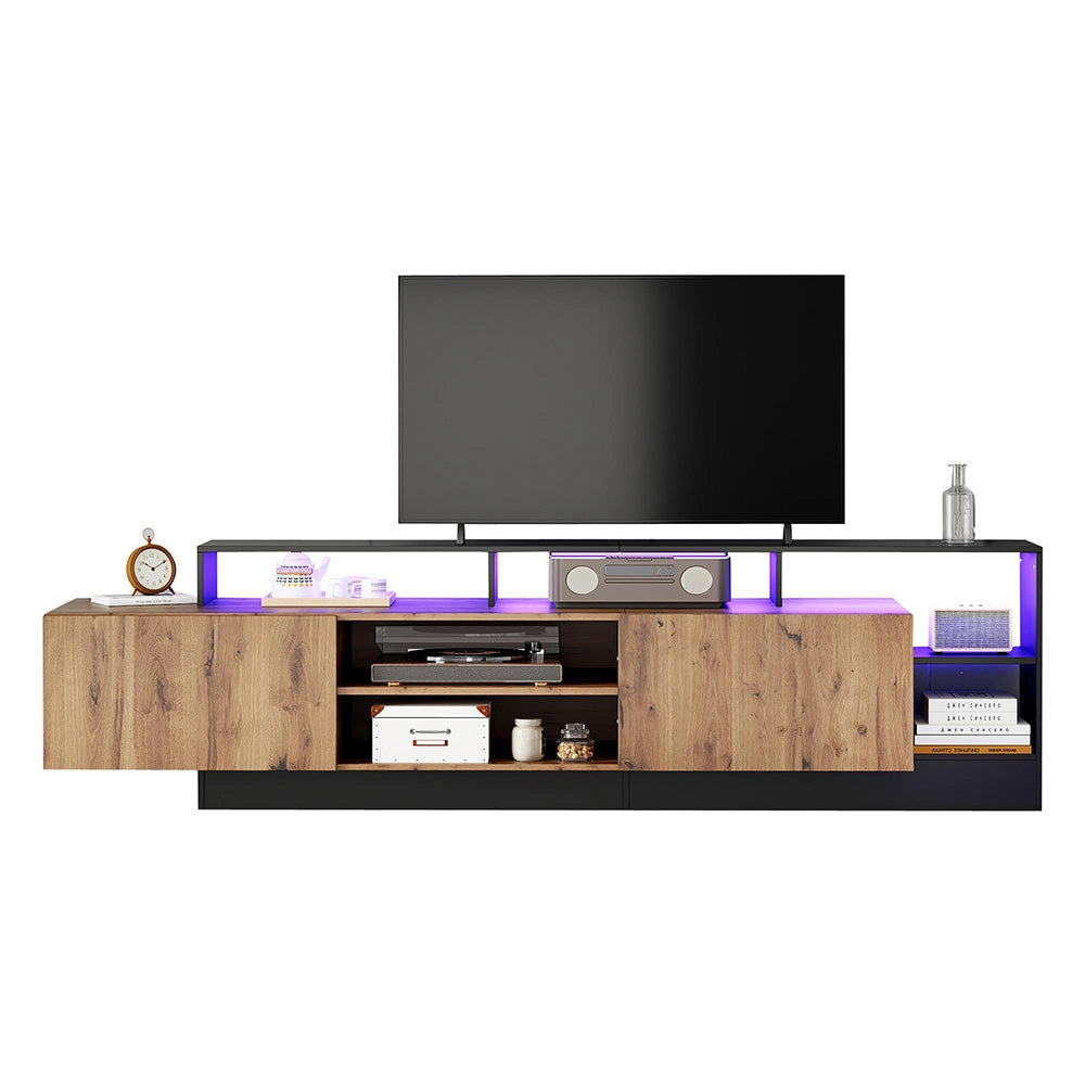 Mobile TV moderno - Xylo - Legno/telaio nero LED per TV 70"