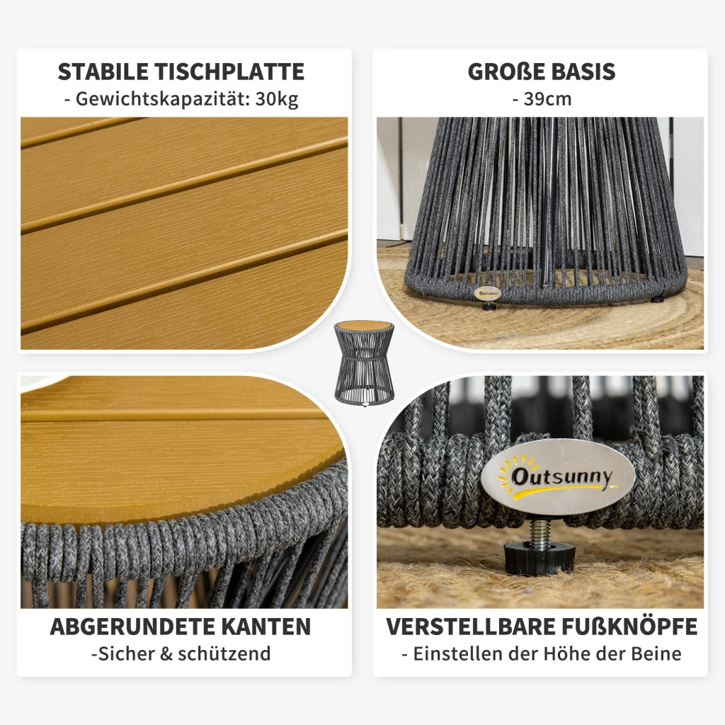 Tavolino da giardino in polyrattan ¨C zephmum ¨C 39x39x49 cm, nero + naturale