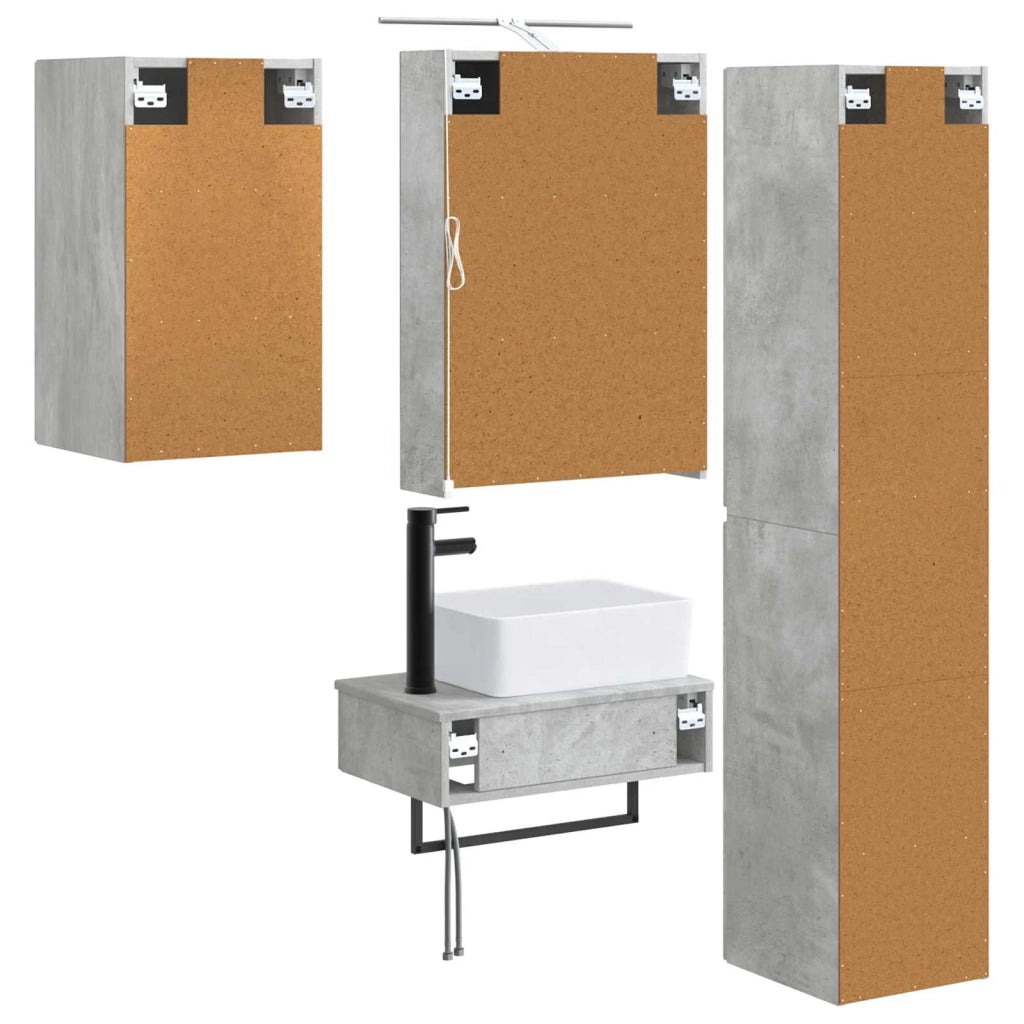 Set di mobili per il bagno 5 pcs Grigio Cemento 3407266