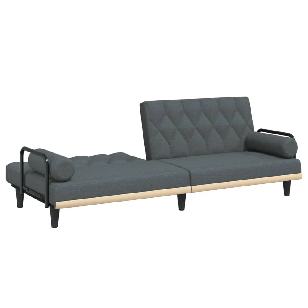 Divano letto con braccioli205 x 89 x 70 cm tessuto grigio scuro 02_0021008