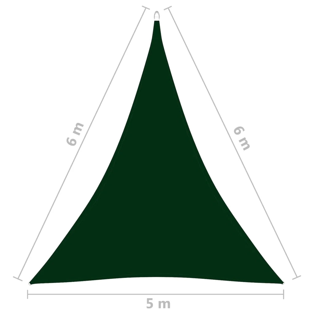 Vela parasole triangolare in tessuto Oxford 5 x 6 x 6 m verde scuro 02_0009933